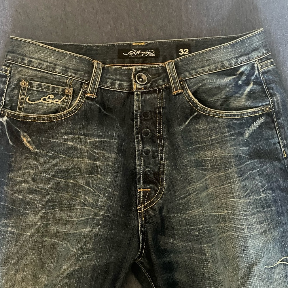 Ed Hardy Rare Dragon Embroidered Denim